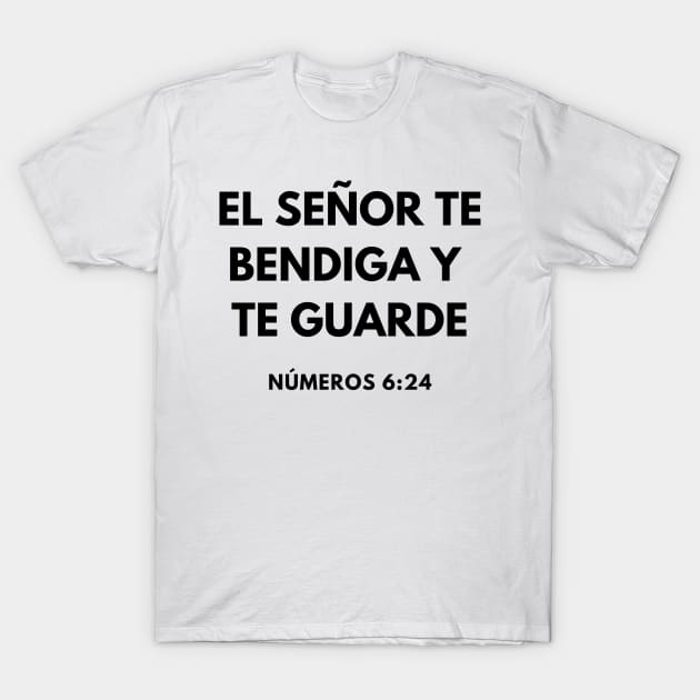 Numbers 6-24 Spanish Lord Bless You Keep You T-Shirt by BubbleMench